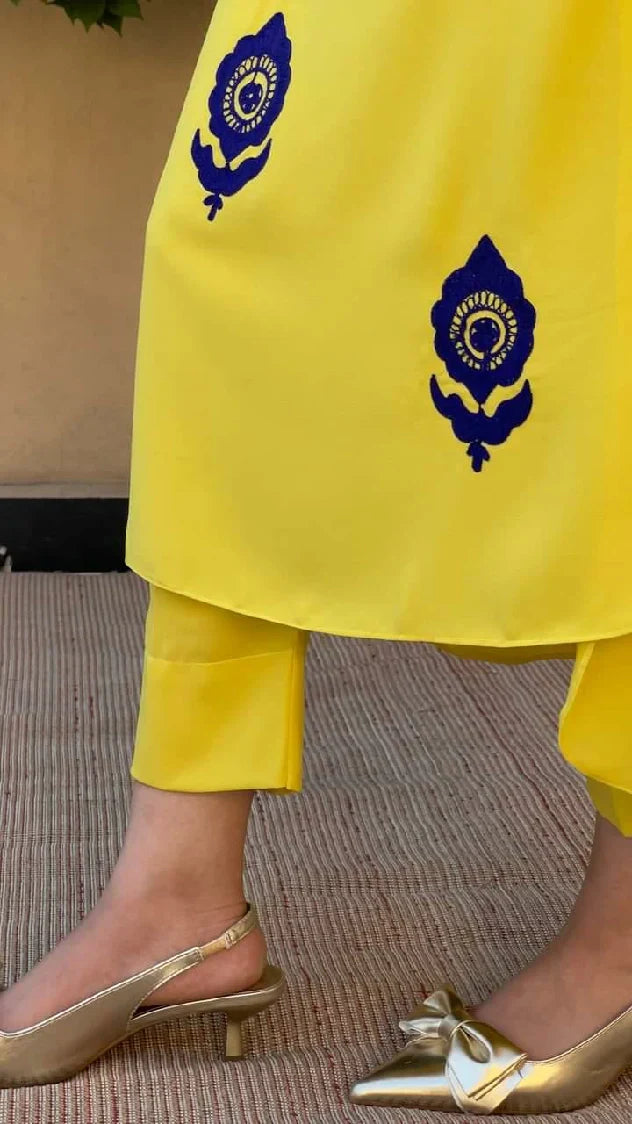 Picture of Manahils - Yellow Ari Embroidered Set - Available at Raja Sahib