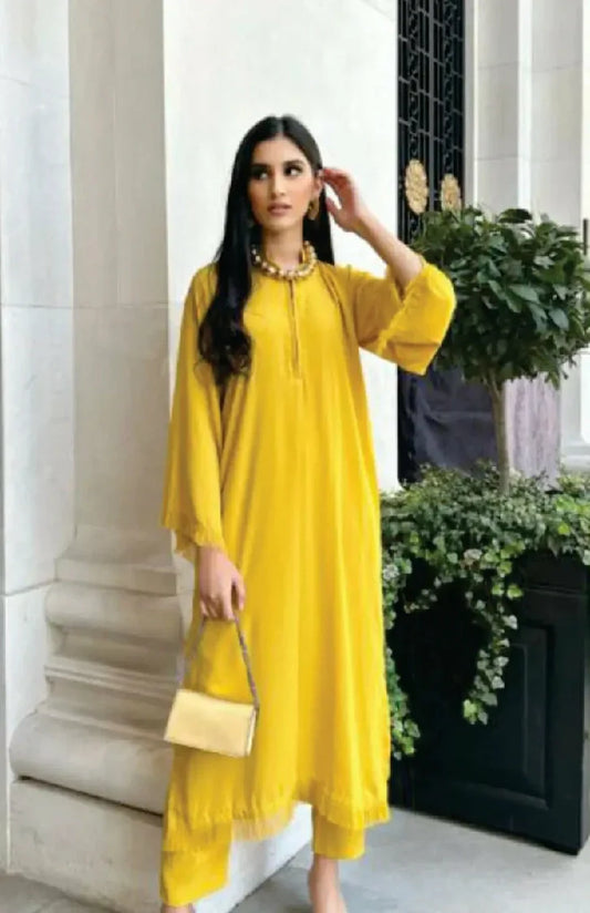 Picture of Manahils - Threaded Love Yellow. - Available at Raja Sahib