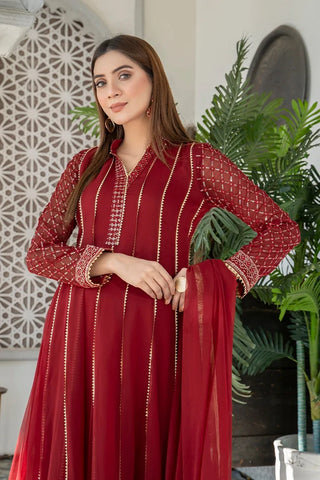 Picture of Manahils - Safiyya RTW Collection - Maroon-106 - Available at Raja Sahib