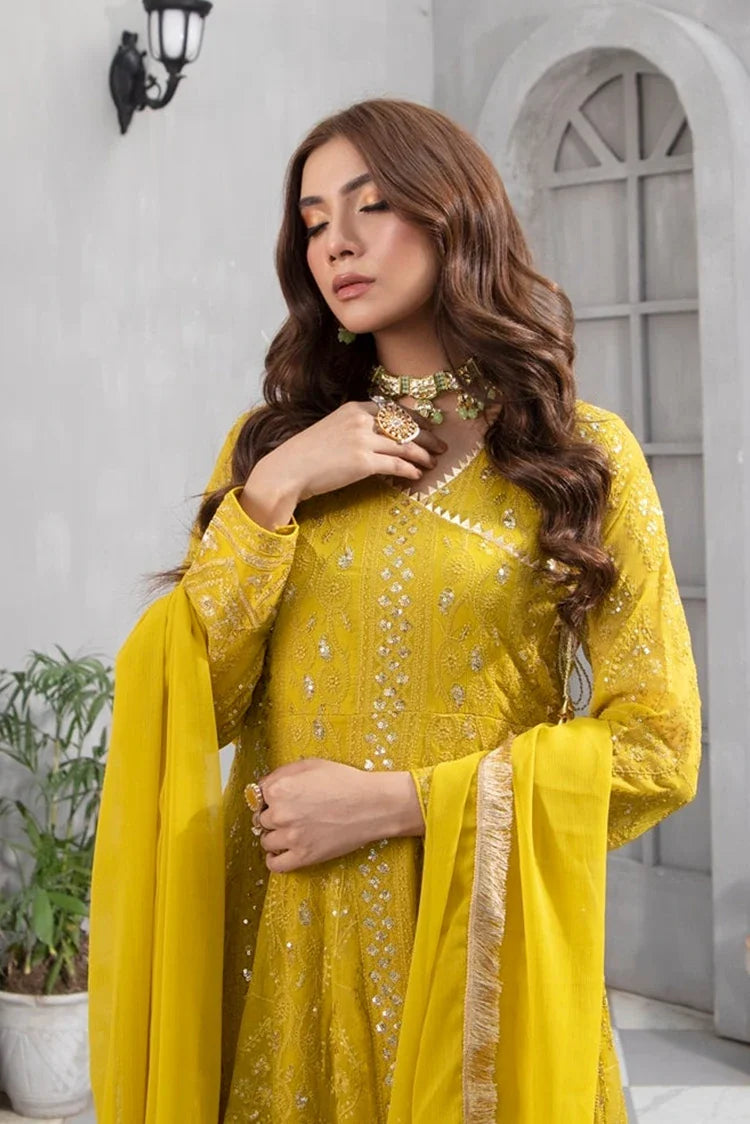 Picture of Manahils - Safiyya RTW Collection - Mustard-099 - Available at Raja Sahib