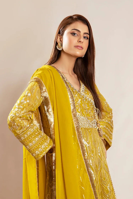 Picture of Manahils - Safiyya RTW Collection - Mustard-105 - Available at Raja Sahib