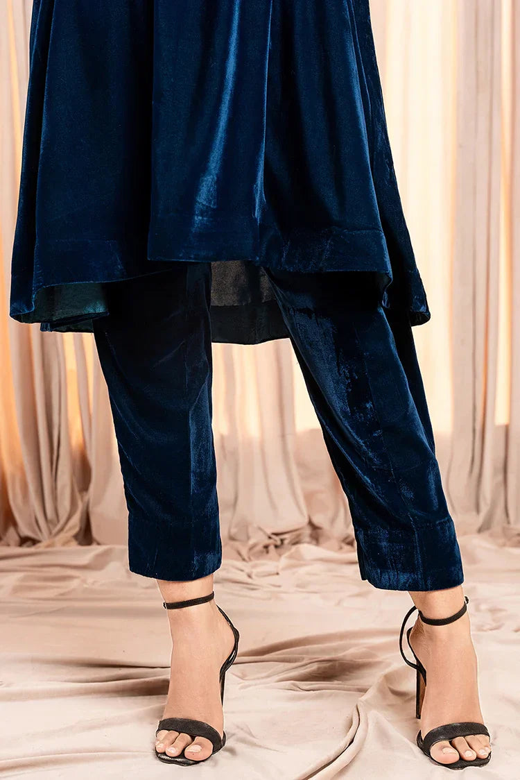 Picture of Stitch Vibes - Velvet Noir Shork Frock - 2 Piece - MUS1044 - Available at Raja Sahib