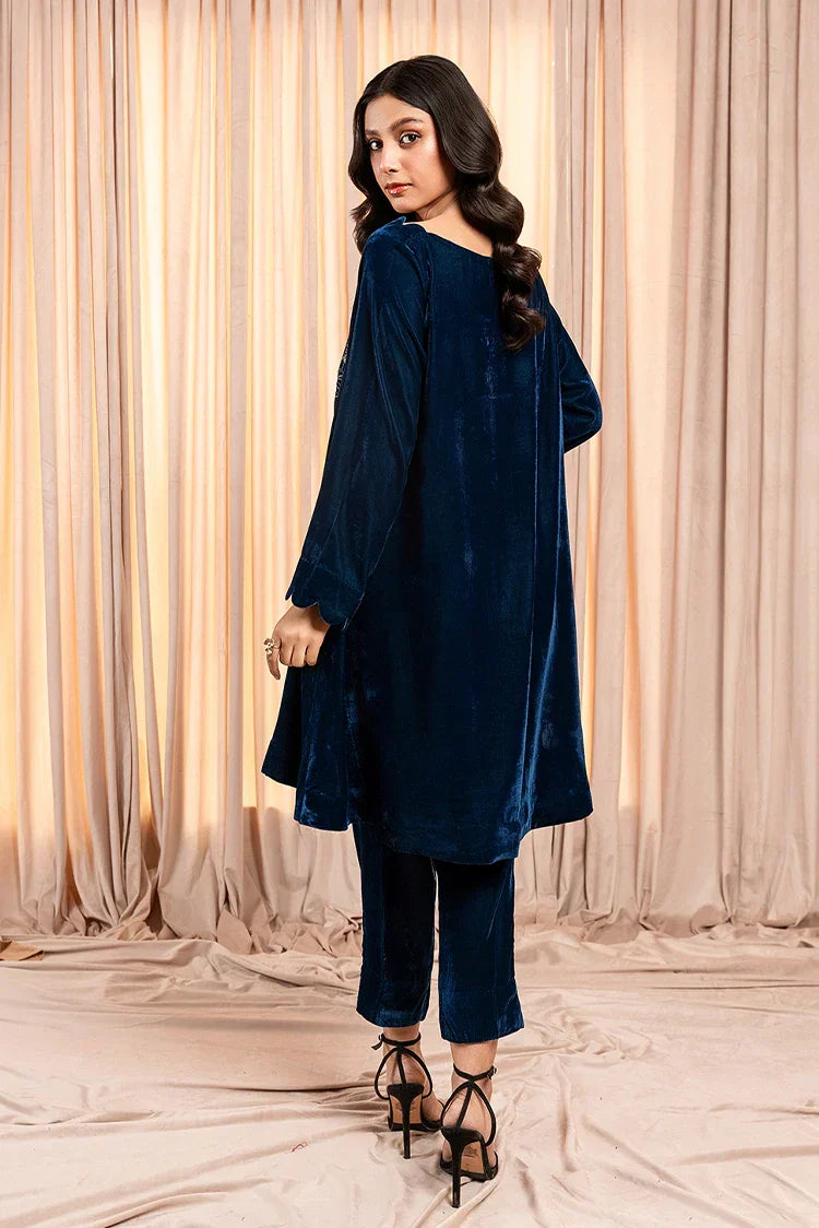Picture of Stitch Vibes - Velvet Noir Shork Frock - 2 Piece - MUS1044 - Available at Raja Sahib