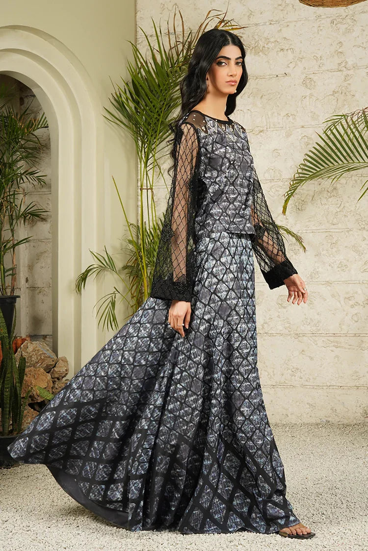 Picture of <!--aax-->Stitch Vibes - Ravayah Eid Collection Vol 1 - Serpent Noir Crop Top Skirt - Available at Raja Sahib