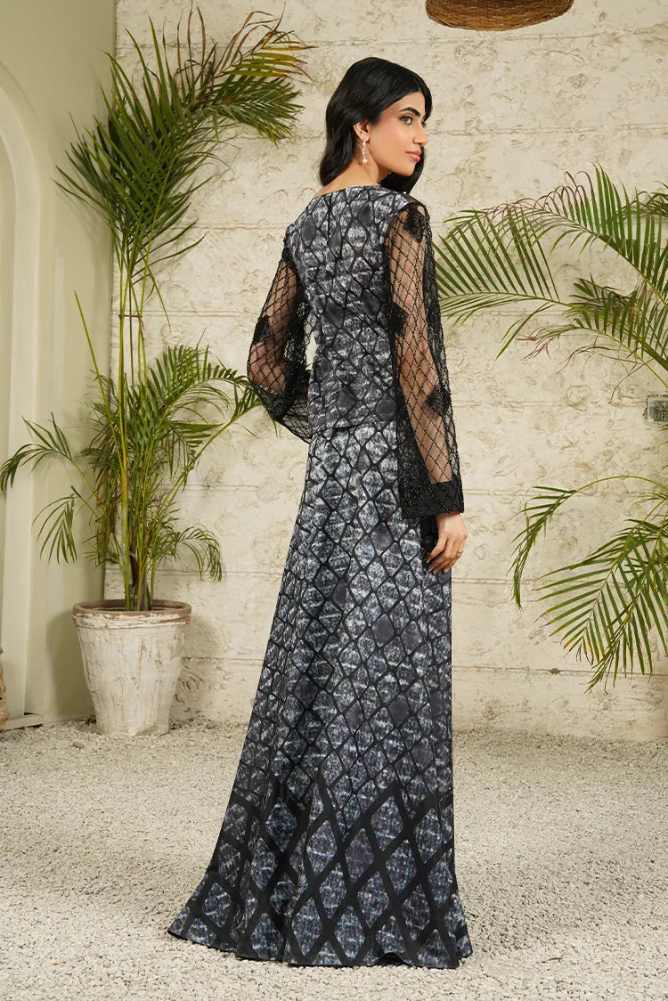 Picture of <!--aax-->Stitch Vibes - Ravayah Eid Collection Vol 1 - Serpent Noir Crop Top Skirt - Available at Raja Sahib