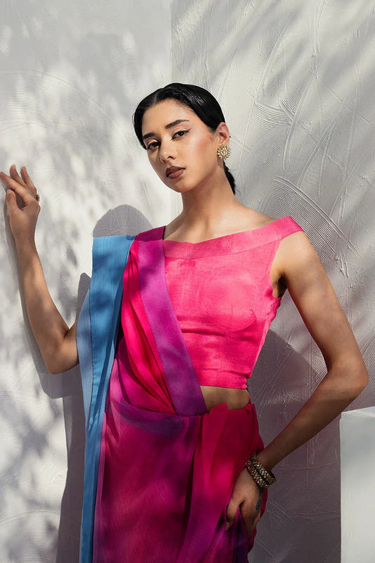 Nooran's - Renee Saree Collection - Elegant Pink & Blue
