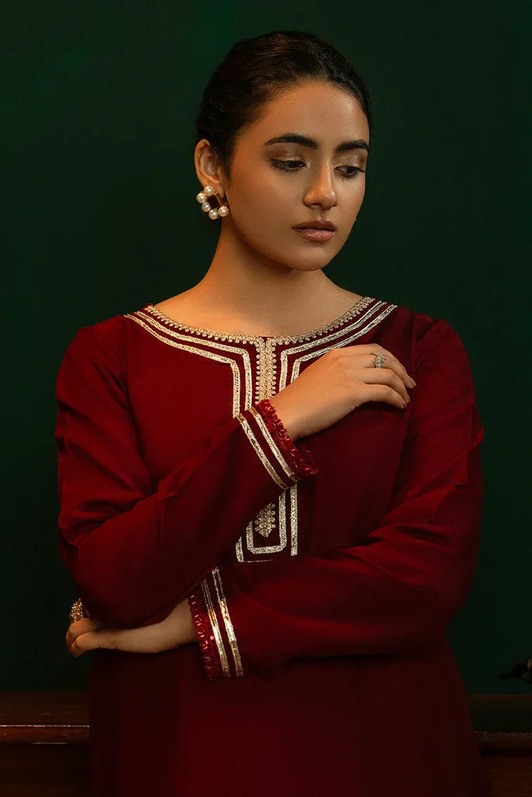 Picture of Noosh - Basic Formals - 2 PC - Fire Brick - Available at Raja Sahib