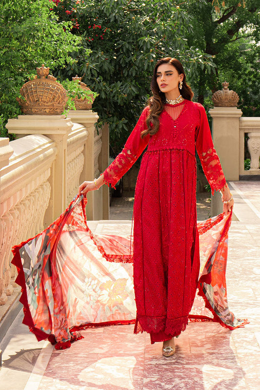 Picture of 3-PC Unstitched Embroidered Lawn Suit - Available at Raja Sahib
