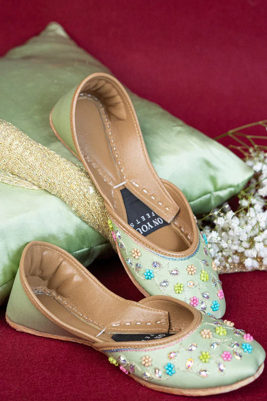 Picture of <!--cbt-->On Your Feets - Shahnama Collection - Mint Blossom - Available at Raja Sahib