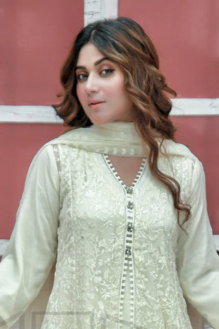 Picture of Manahils - Safiyya RTW Collection - Off White-113 - Available at Raja Sahib