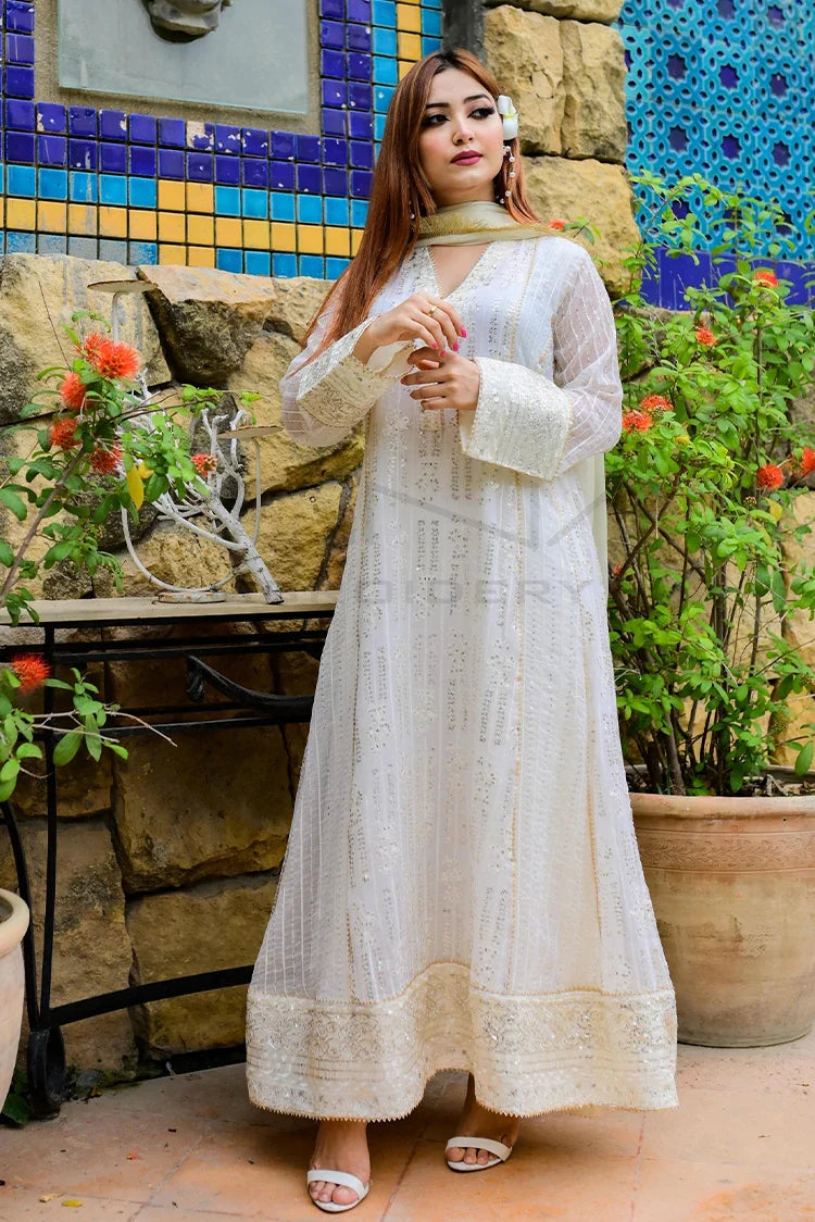 Picture of Manahils - Safiyya RTW Collection - Off-White-Cedar-117 - Available at Raja Sahib