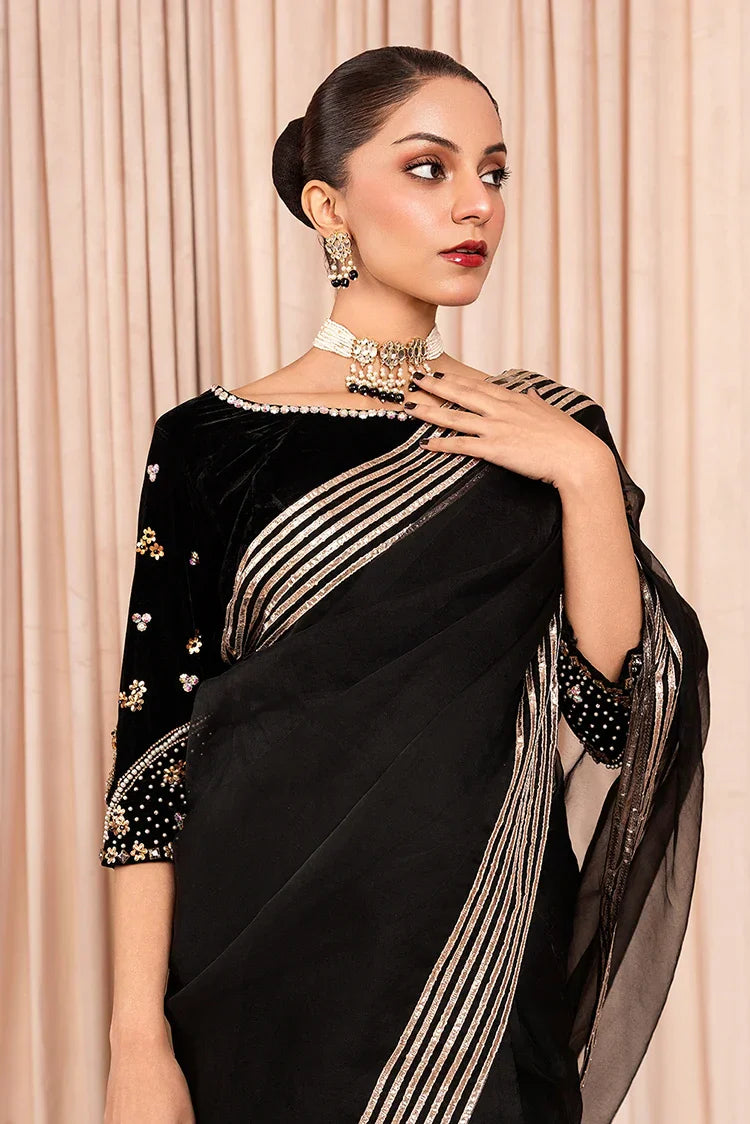 Picture of Stitch Vibes - Marli Onyx Sari - 3 Piece - ORR6342 - Available at Raja Sahib
