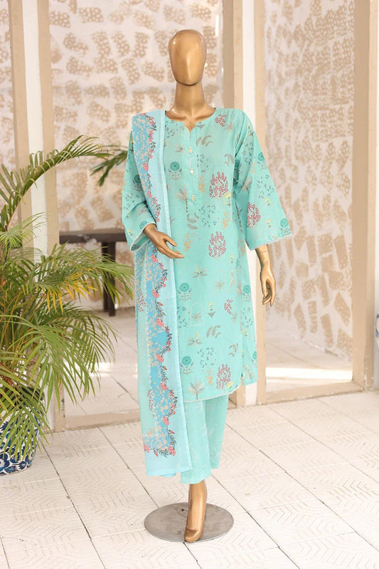 Suntex Fabrics - Aqua Printed Lawn Suit with Dupatta - 3 Piece