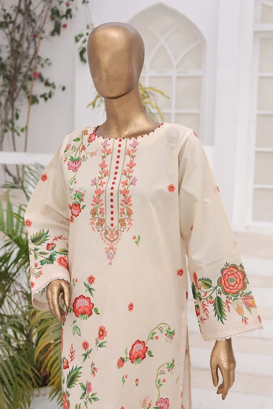 Suntex Fabrics - 2 Piece - Printed Lawn Suit - Cream