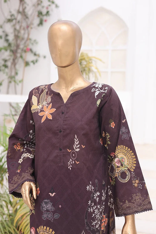 Suntex Fabrics - 2 Piece - Printed Lawn Suit - Plum