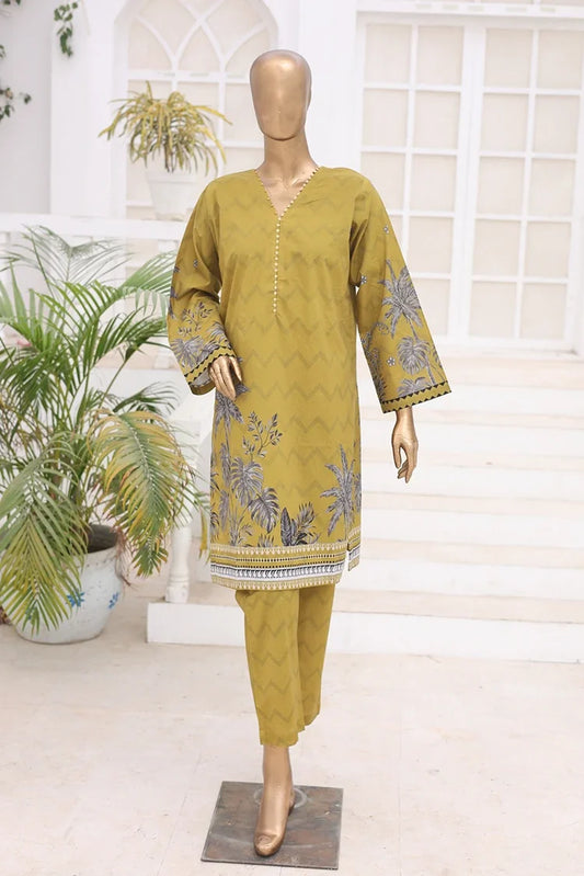 Suntex Fabrics - 2 Piece - Printed Lawn Suit - Mustard