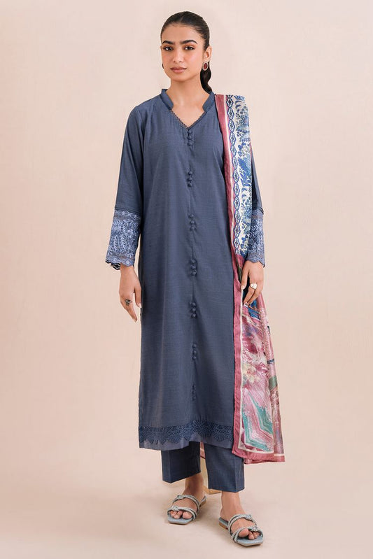 Picture of Embroidered Chambray Suit P1064 - 3 Piece - Available at Raja Sahib