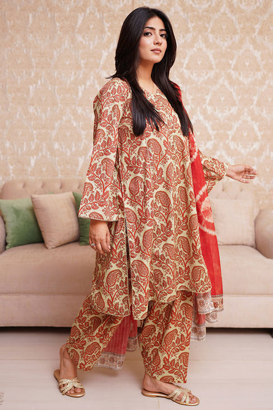 Picture of 3 Piece - Digital Printed Textured Lawn Suit P1121A - Available at Raja Sahib