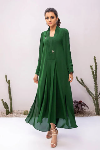 Picture of La Rosaa - Basics Pret Collection - 1 PC - Green Long Dress - Available at Raja Sahib