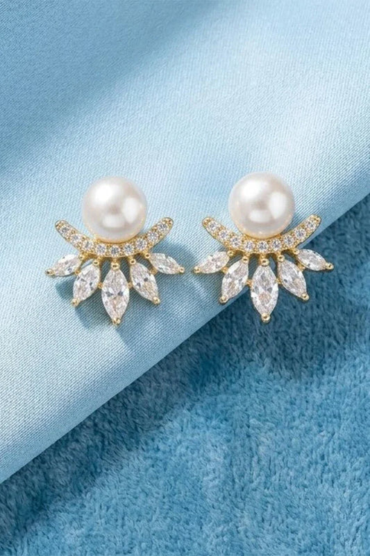 Pastels - Royal Pearl Tiara Stud Earrings - [A]E575