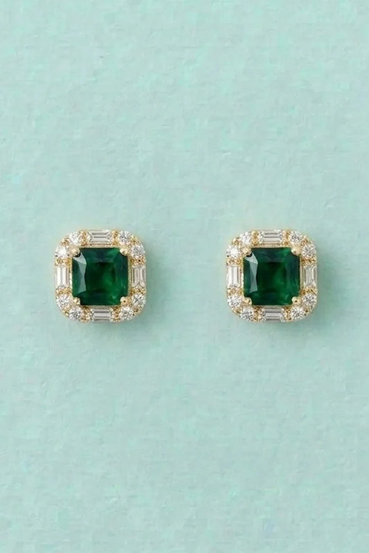 Pastels - Emerald Regal Halo Studs - [A]E587