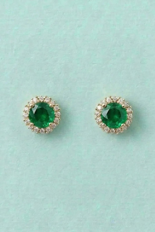 Pastels - Imperial Emerald Solitaire Halo Studs - [A]E591
