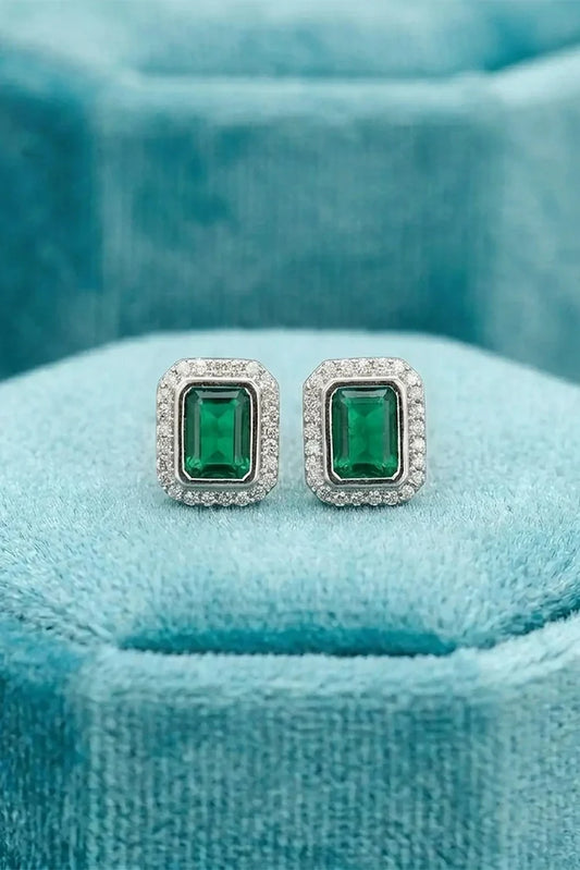 Pastels - Crystal Green Velvet Earrings - [A]E601