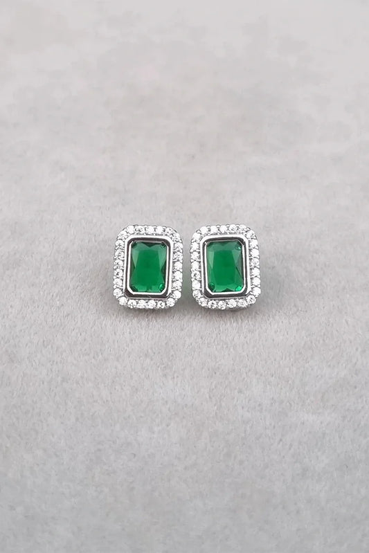 Pastels - Crystal Green Velvet Earrings - [A]E601