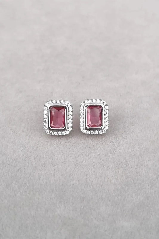 Pastels - Crystal Ruby Velvet Earrings - [A]E603