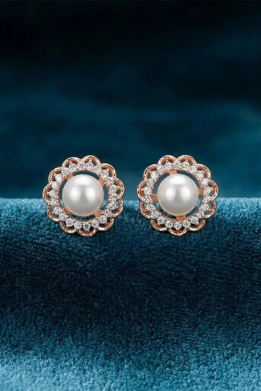 Pastels - Rose Gold Pearl Studs - [A]E605