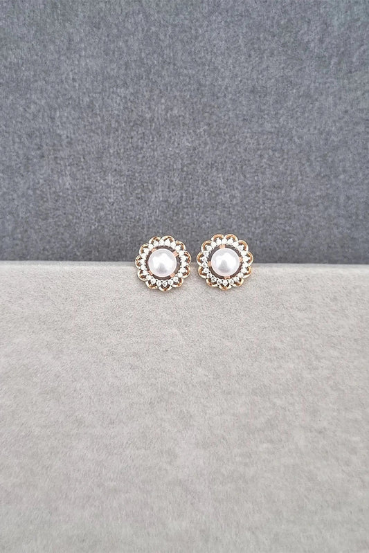 Pastels - Rose Gold Pearl Studs - [A]E605