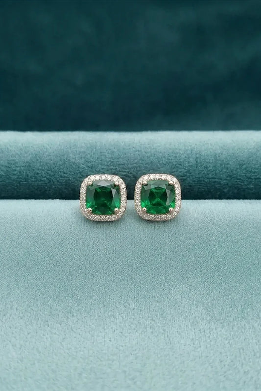 Pastels - Royal Emerald Halo Studs - [A]E607