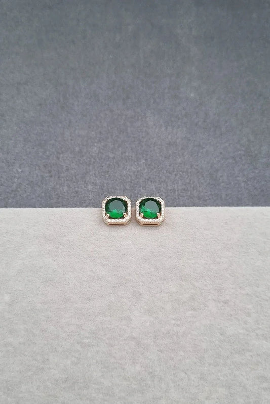 Pastels - Royal Emerald Halo Studs - [A]E607