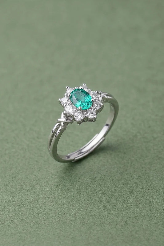 Pastels - Oval Floral Halo Adjustable Ring - [A]R116