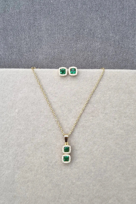 Pastels - Golden Aura Double Square Emerald Set - [A]S079