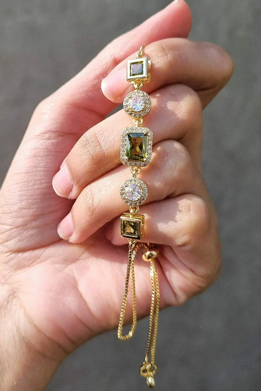 Pastels - Green Gemstone Charm Bracelet - [H]B113