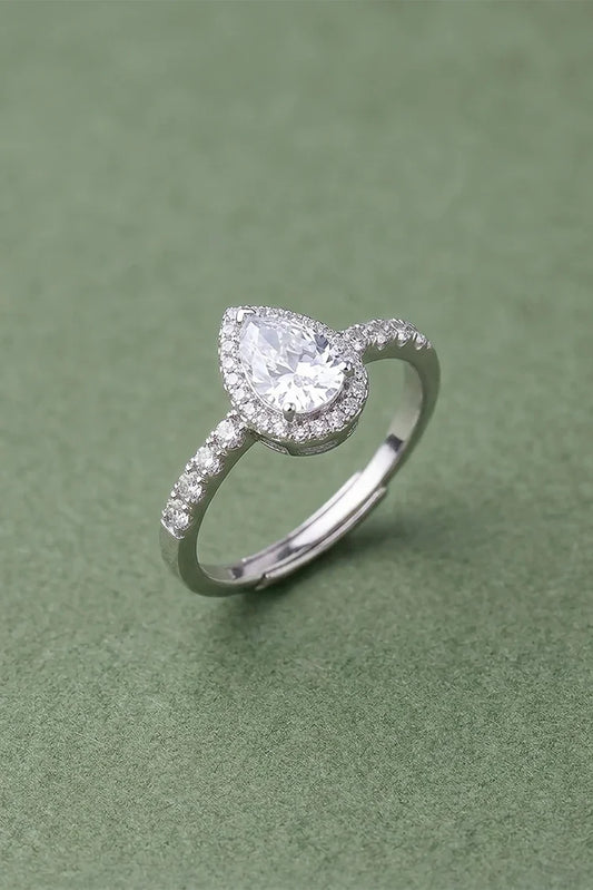 Pastels - Pear-Cut Halo Adjustable Ring - [M]R113
