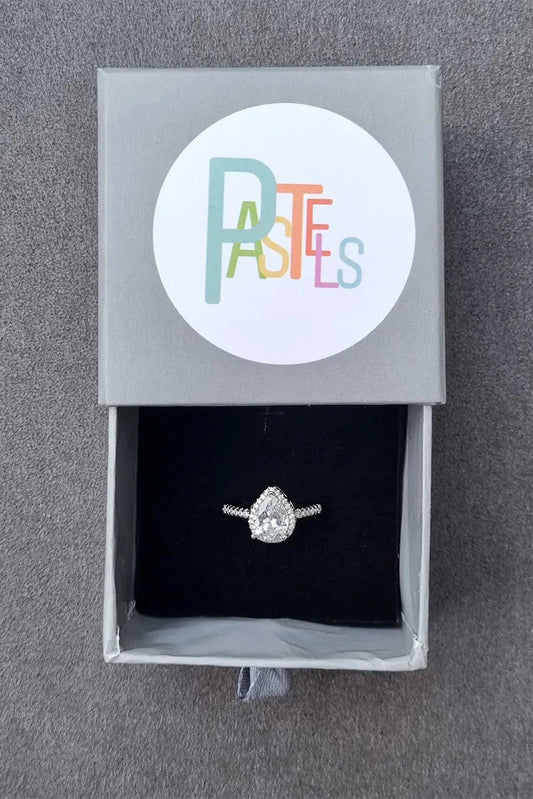 Pastels - Pear-Cut Halo Adjustable Ring - [M]R113