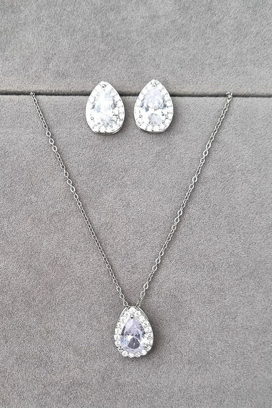 Pastels - Crystal Teardrop Earrings & Necklace Set - S036