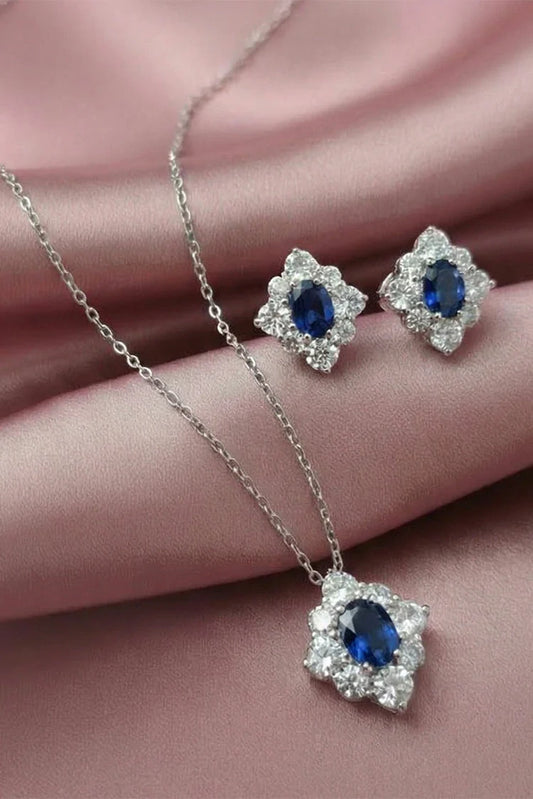 Pastels - Sapphire Studs & Necklace Set - S037