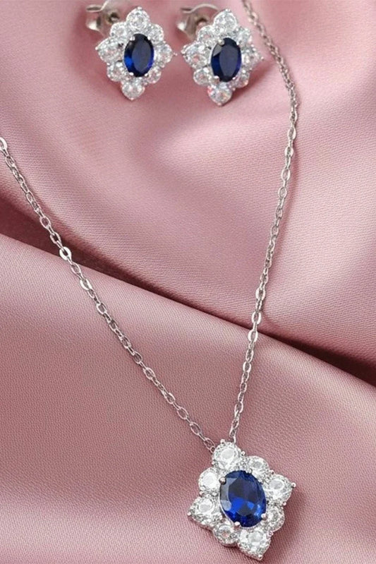 Pastels - Sapphire Studs & Necklace Set - S037