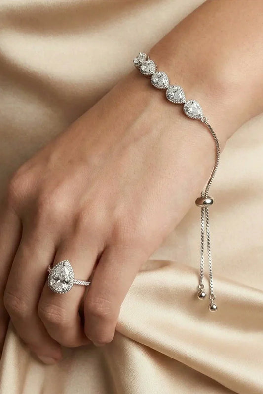 Pastels - Drop-Shaped Cubic Zirconia Adjustable Bracelet - [S]B097