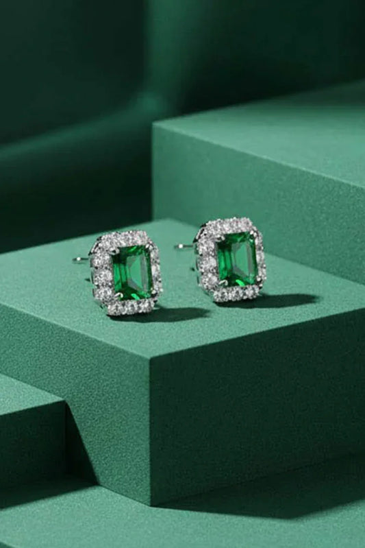 Pastels - Jade-Glow Diamond-Rim Earrings - [S]E537