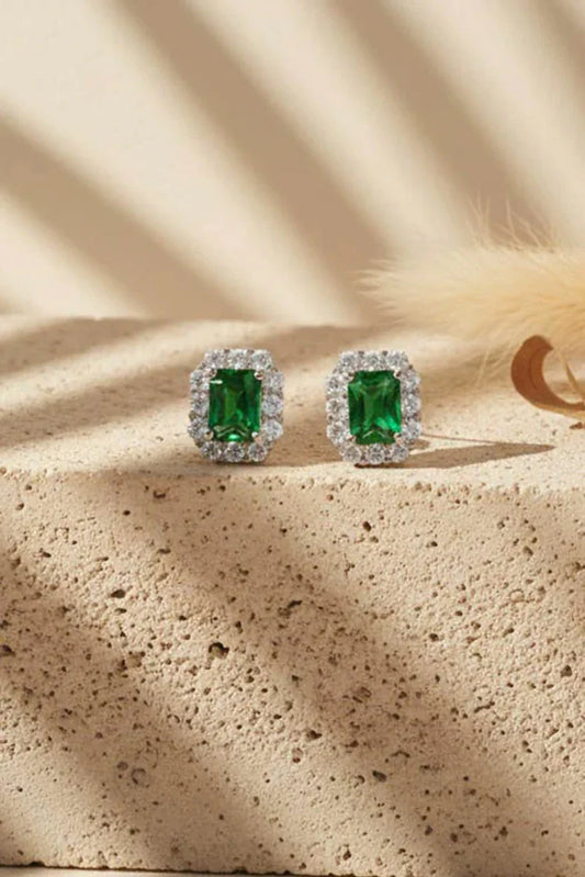 Pastels - Jade-Glow Diamond-Rim Earrings - [S]E537