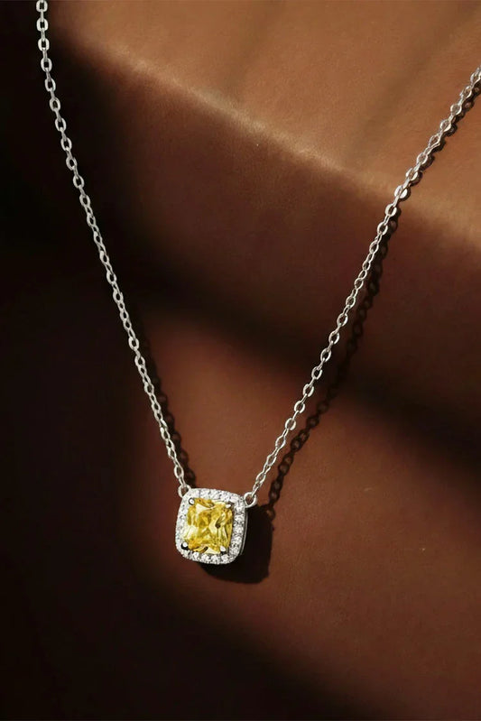 Pastels - Cushion Brilliance Yellow Necklace - [S]N160