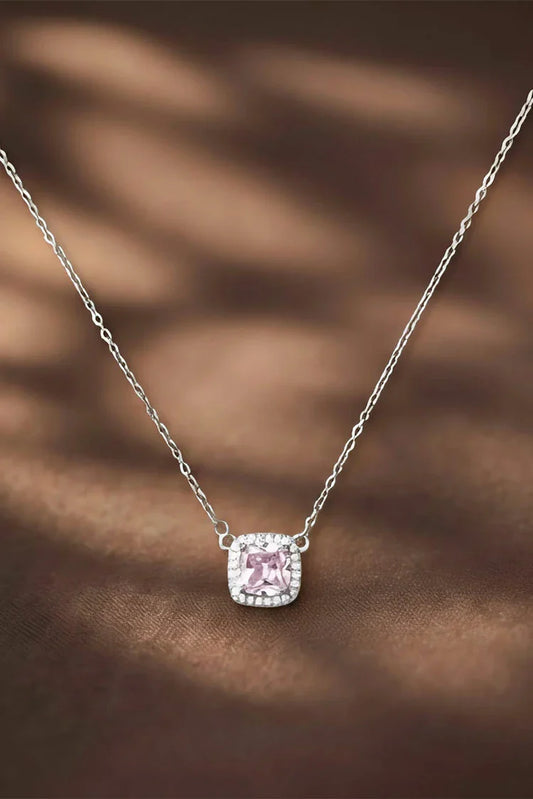 Pastels - Cushion Brilliance Pink Necklace - [S]N162