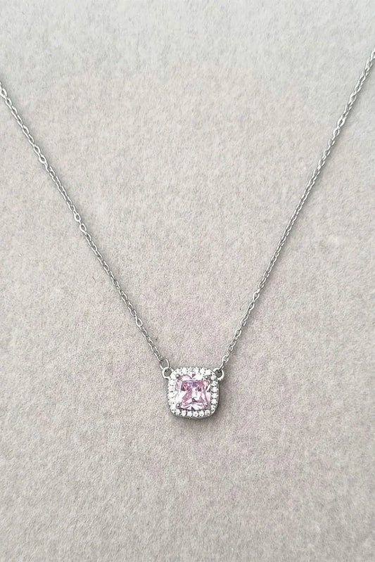 Pastels - Cushion Brilliance Pink Necklace - [S]N162