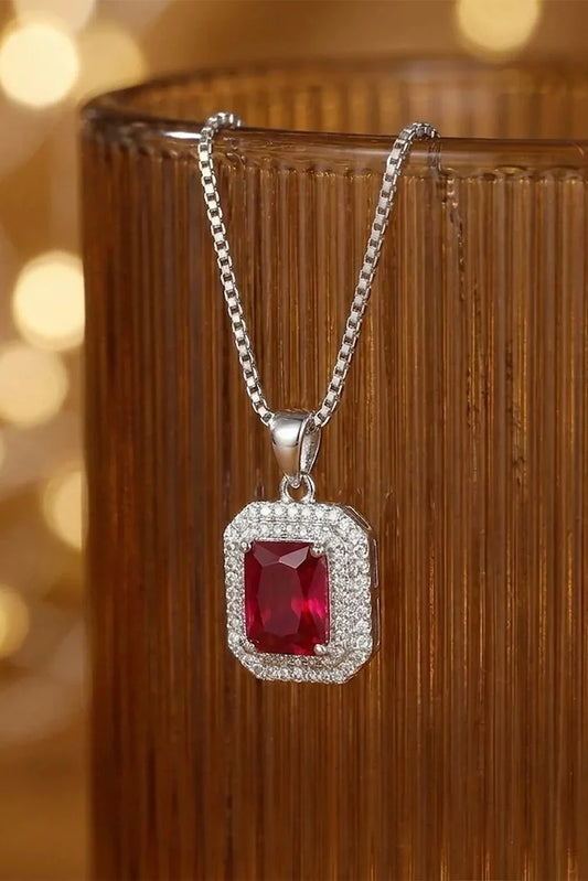 Pastels - Royal Ruby Rectangle Necklace - [S]N206
