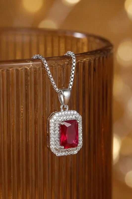 Pastels - Royal Ruby Rectangle Necklace - [S]N206