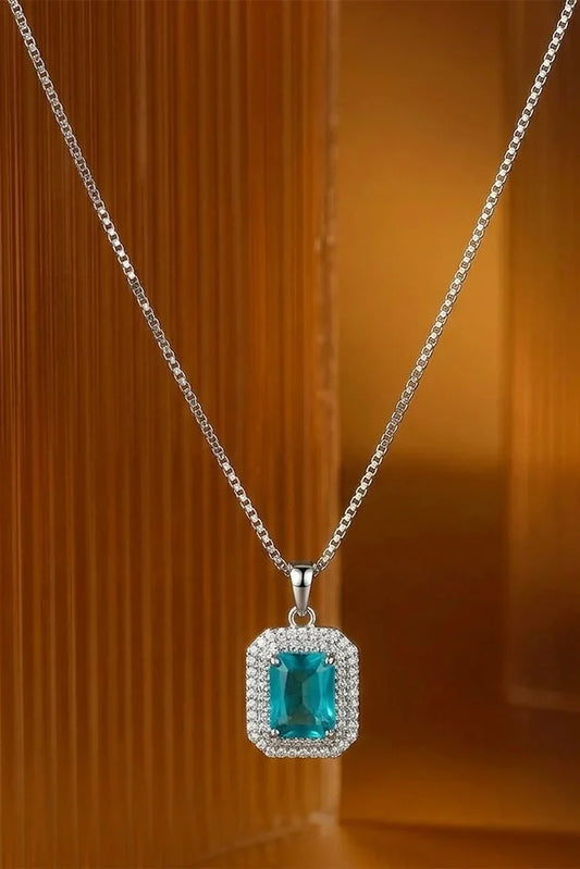 Pastels - Royal Aqua Rectangle Necklace - [S]N208